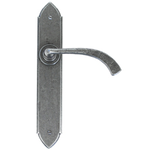 From The Anvil 33635 - Pewter Patina Gothic Curved Sprung Door Lever on Latch Backplate