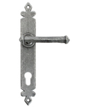 From The Anvil 33766 - Pewter Patina Tudor Espag Lever on Euro Lock Backplate - 92mm Centres