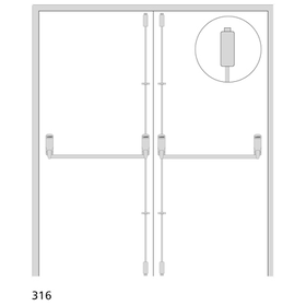 Exidor 316 - Double Door Set for Non-Rebated Double Doors with Vertical Pullman Latches