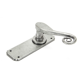 From The Anvil 33616 - Pewter Patina Sprung Monkeytail Lever Latch on Backplate Set