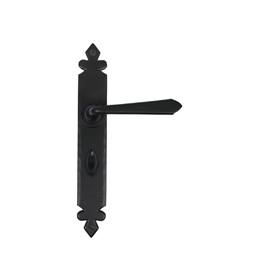 From The Anvil 33118 - Black Cromwell Sprung Door Lever on Bathroom Backplate