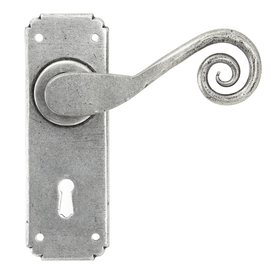 From The Anvil 33615 - Pewter Patina Sprung Monkeytail Lever Lock on Backplate Set